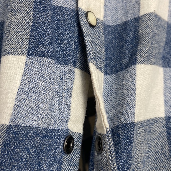 Men’s Lucky Brand Blue & White Plaid Flannel Long Sleeved Button Down Shirt-Sz M - Picture 7 of 11